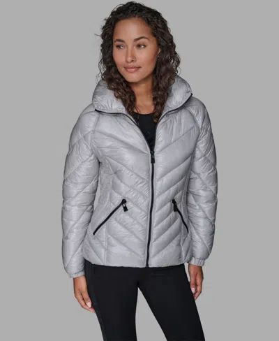 Karl Lagerfeld Women's Pillow-collar Puffer Coat In Gray