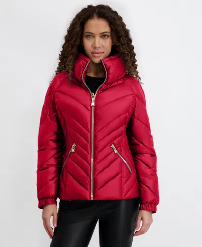 Karl Lagerfeld Women's Pillow-collar Puffer Coat In Red