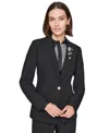 Karl Lagerfeld Women's Pin-detail One-button Blazer In Black