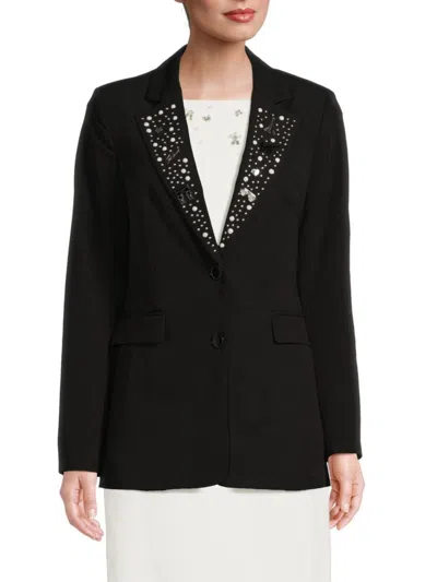Karl Lagerfeld Women's Pin Embellished Blazer In Black