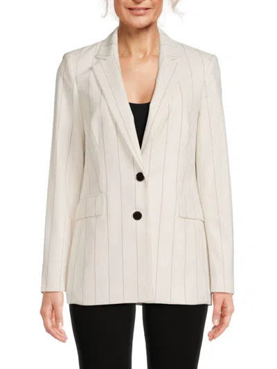 Karl Lagerfeld Women's Pinstripe Blazer In Soft White