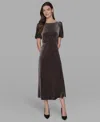 Karl Lagerfeld Women's Pinstripe Boat Neck Midi Dress In Brown