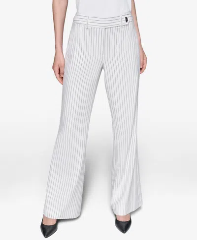 Karl Lagerfeld Women's Pinstripe Full Wide- Leg Pants