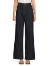 Karl Lagerfeld Women's Pinstripe Wide-leg Jeans In Blue