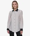 Karl Lagerfeld Women's Pintucked Blouse In Soft White