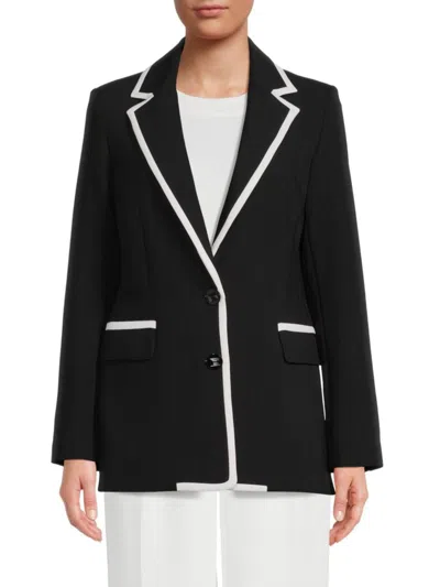 Karl Lagerfeld Women's Piped Single Breasted Blazer In Gold