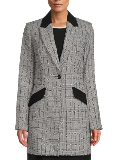 Karl Lagerfeld Women's Plaid Blazer In Black Multi