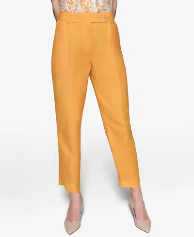 Karl Lagerfeld Women's Pleat-front Straight-leg Ankle Pants