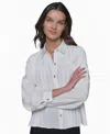 Shop Karl Lagerfeld Women's Pleated Button-front Top In Soft White