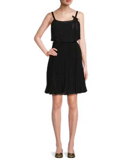Karl Lagerfeld Women's Pleated Chiffon Minidress In Black