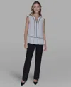 Karl Lagerfeld Women's Pleated Detail Sleeveless Top In White