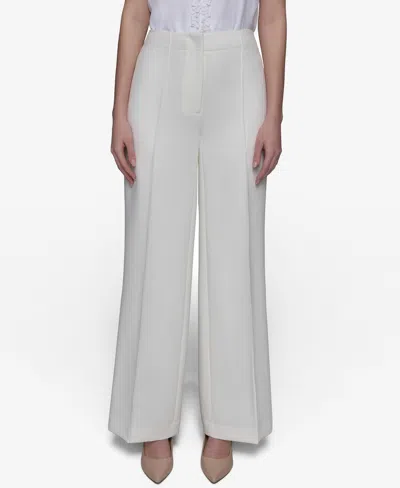 Karl Lagerfeld Women's Pleated-leg Pants In Soft White