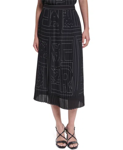 Karl Lagerfeld Women's Pleated Midi Skirt In Black