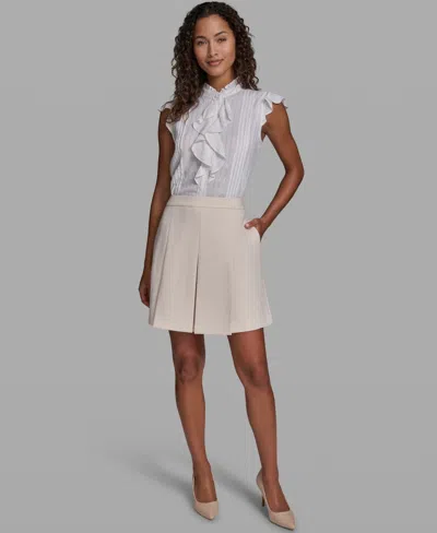 Karl Lagerfeld Women's Pleated Mini Skirt In Neutral