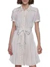 Karl Lagerfeld Women's Pleated Short-sleeve Button-front Minidress