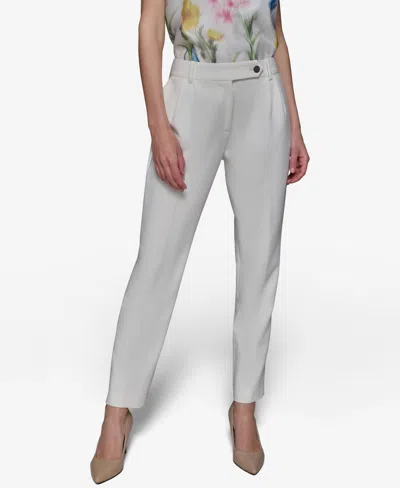 Karl Lagerfeld Women's Pleated Straight-leg Pants In Soft White