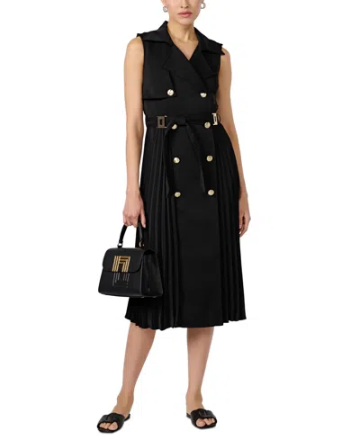 Karl Lagerfeld Women's Pleated Trench Dress In Black