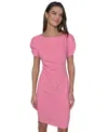 Karl Lagerfeld Ruched Sleeve Sheath Dress In Pink