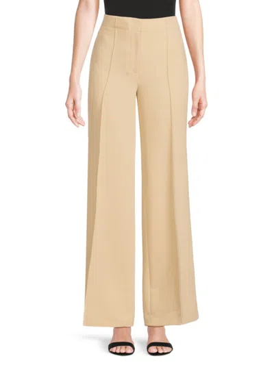 Karl Lagerfeld Women's Pleated Wide Leg Pants In Tan
