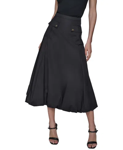 Karl Lagerfeld Women's Pocket-front Cotton Midi Bubble Skirt