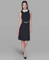 Karl Lagerfeld Women's Point Collar Sleeveless Dress In Black