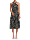 Karl Lagerfeld Printed Halter Neck Midi Dress In Black White