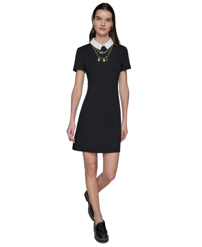 Karl Lagerfeld Women's Polo Knit Necklace Dress In Black  White