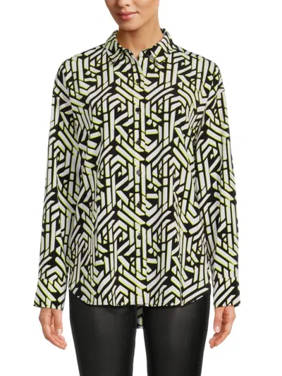 Karl Lagerfeld Women's Print Drop Shoulder Shirt In Chartreuse
