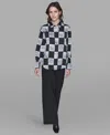 Karl Lagerfeld Women's Printed Collared Long-sleeve Blouse In Black
