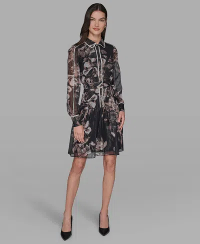 Karl Lagerfeld Women's Printed Collared Shirt Dress In Multi