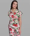 Karl Lagerfeld Womens Printed Collared Top Printed Pull On Pants In Multi