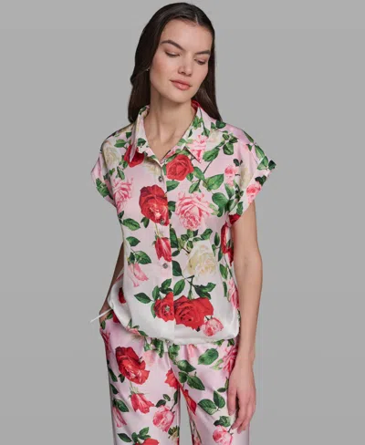 KARL LAGERFELD WOMEN'S PRINTED COLLARED TOP