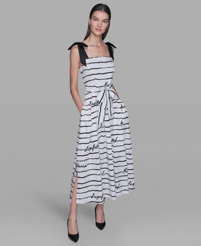 Karl Lagerfeld Women's Printed Cotton Sateen Midi Dress