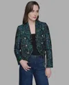 Karl Lagerfeld Cropped Motif Blazer In Blue