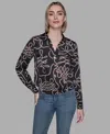 Karl Lagerfeld Women's Printed Crossover Blouse In Black