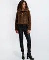 Karl Lagerfeld Python Print Faux Fur Jacket In Brown