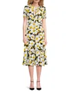 Karl Lagerfeld Women's Printed Keyhole Neckline Midi-dress In Daffodil Cream Multi