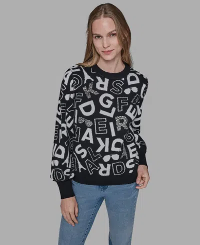 KARL LAGERFELD WOMEN'S PRINTED LONG SLEEVE SWEATER
