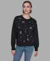 Karl Lagerfeld Women's Printed Long-sleeve Sweatshirt In Black