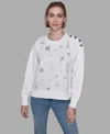 Karl Lagerfeld Women's Printed Long-sleeve Sweatshirt In White