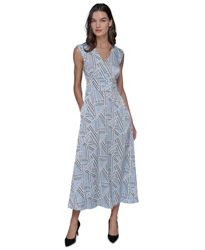 Karl Lagerfeld Women's Printed Maxi Dress In Chambray Blue