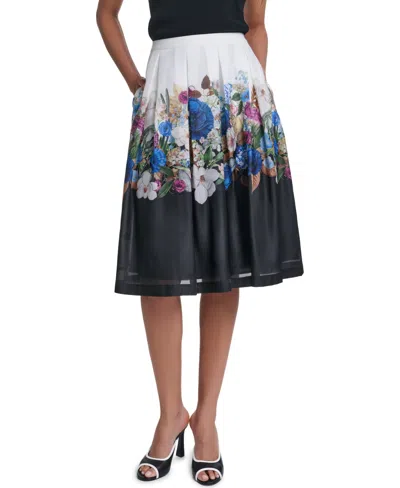 Karl Lagerfeld Women's Printed Organza Floral Stripe A-line Skirt In Multi