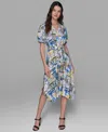 Karl Lagerfeld Women's Printed Paris Scene Belted High-low Shirtdress In Multi