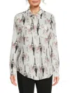 Karl Lagerfeld Women's Printed Roll-sleeve Shirt In Multi