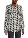 Karl Lagerfeld Women's Printed Roll-sleeve Shirt