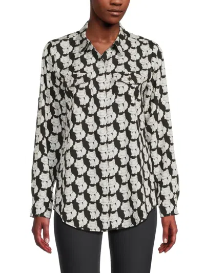 Karl Lagerfeld Women's Printed Roll-sleeve Shirt