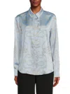 Karl Lagerfeld Women's Printed Satin Shirt In Blue