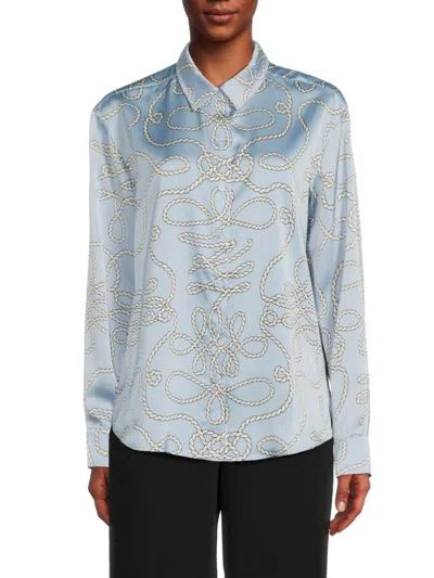 Karl Lagerfeld Women's Printed Satin Shirt In Blue