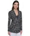 Shop Karl Lagerfeld Women's Printed Script Blazer In Black  White