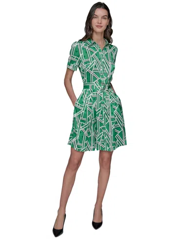 Karl Lagerfeld Women's Printed Shirtdress In Flore Green